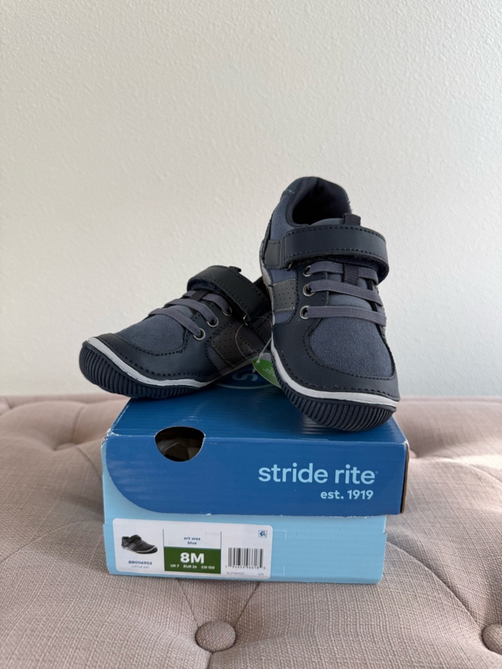 Stride Rite Kids' Navy Blue Velcro & Lace Casual Shoe Boys 8M